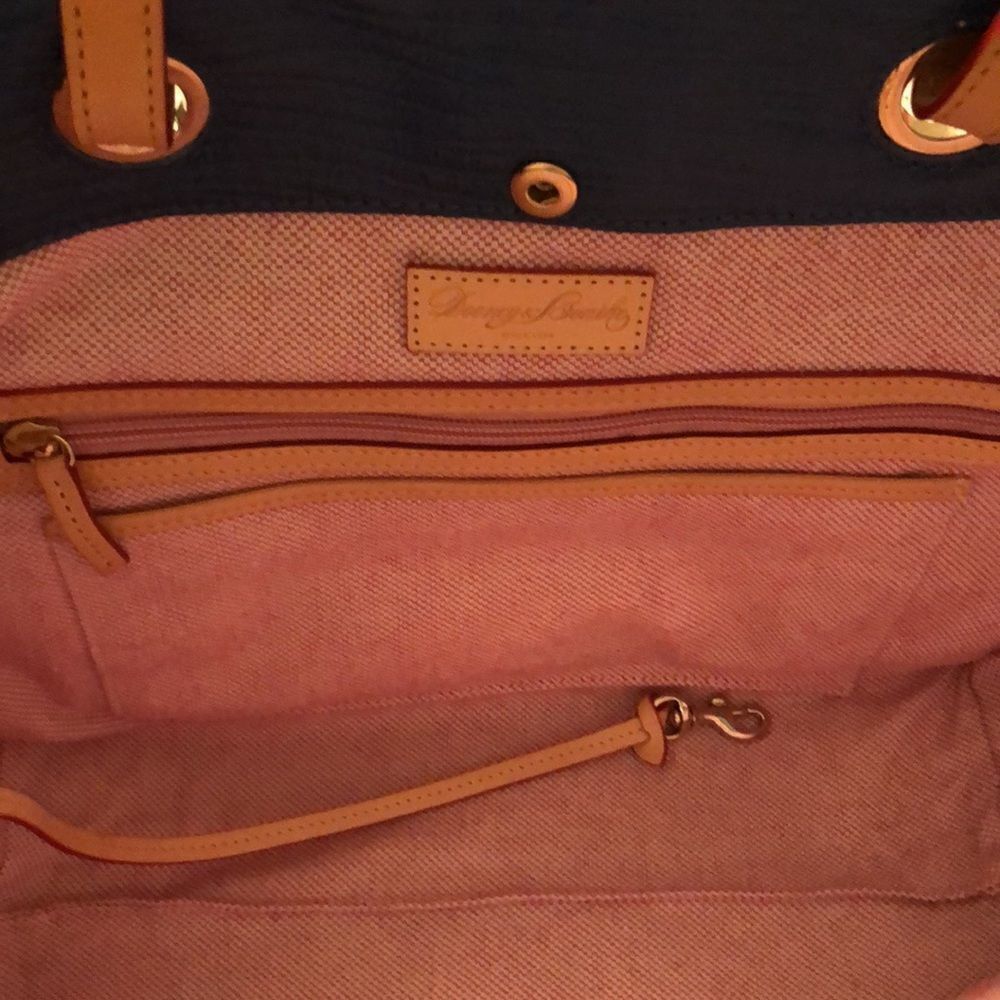 Dooney & Bourke Aqua Blue Tan Red Wavy Textured Leather Tote Purse - Picture 13 of 16